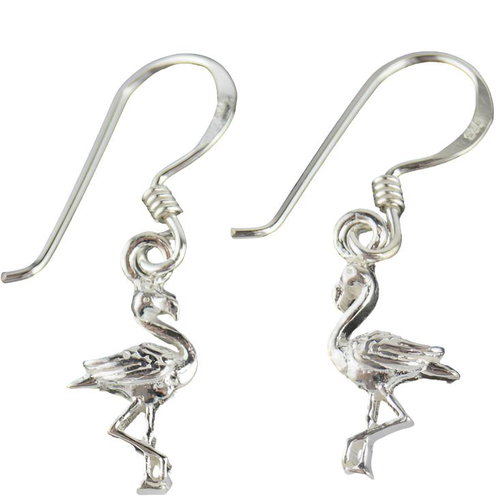 Oriental silver dangle earrings, Flamingo, 17 mm - Earrings - Main image