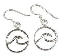 Oriental silver dangle earrings, Wave, 20 mm - Earrings