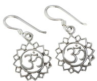 Oriental silver dangle earrings, Omo in lotus, 21 mm - Earrings