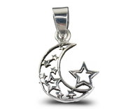 ORIENTAL Silver pendant moon and star - 25 mm (Ag 925/1000, ) - Charm