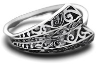 ORIENTAL Stříbrný prsten tepaný, spirálky, vel. 51 - Ring
