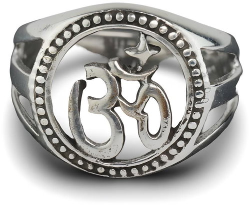 ORIENTAL Silver ring OM, wrought, size 53 - Ring - Main image