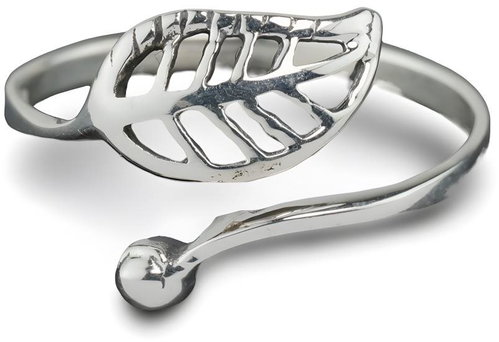 ORIENTAL Silver leaf ring, open, size 56 - Ring - Main image