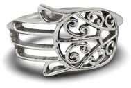ORIENTAL Silver ring Hamsa large, size 53 - Ring