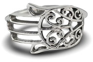 ORIENTAL Silver ring Hamsa large, size 56 - Ring