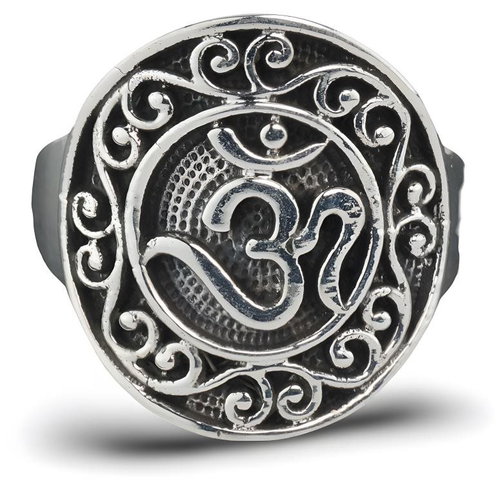 ORIENTAL Silver ring OM, richly decorated, size 50 - Ring - Main image