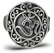 ORIENTAL Silver ring OM, richly decorated, size 53 - Ring
