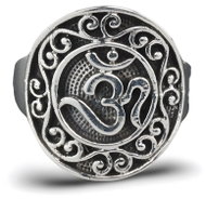 ORIENTAL Stříbrný prsten ÓM, bohatě zdobený, vel. 66 - Ring