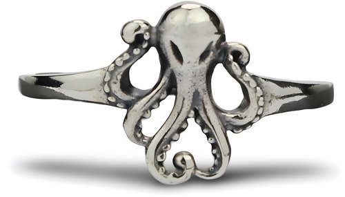 ORIENTAL Silver ring Octopus, size 59 - Ring - Main image