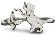ORIENTAL Stříbrný prsten Kočka s motýlem - Ring