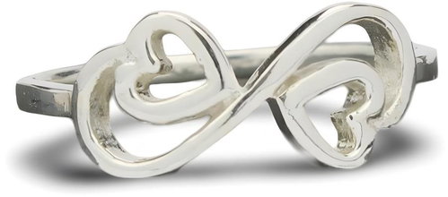 ORIENTAL Silver ring Infinity with hearts, size 59 - Ring - Main image