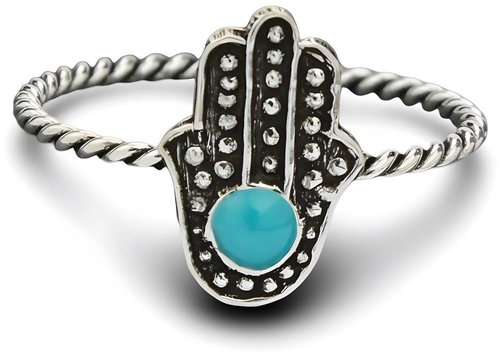 ORIENTAL Silver braided ring, Hamsa, size 59 - Ring - Main image