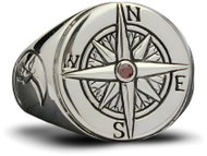 ORIENTAL Silver Compass Ring, size 61 - Ring