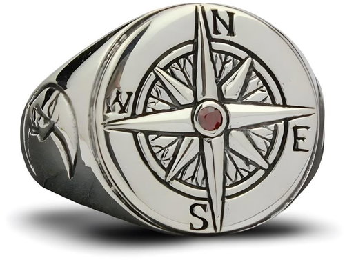ORIENTAL Silver Compass Ring, size 66 - Ring - Main image