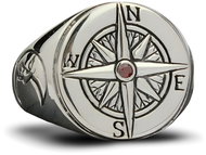 ORIENTAL Silver Compass Ring, size 67 - Ring