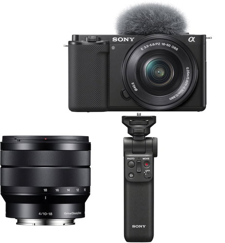 Sony Alpha ZV-E10 + 16-50mm f/3.5-5.6 + 10-18mm f/4.0 + Grip GP-VPT2BT - Digital Camera - Main image