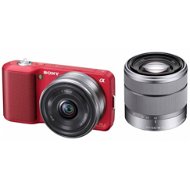 SONY CyberShot NEX 3 červený + objektiv 16mm, 18-55mm - Digital Camera
