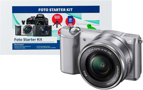 Sony Alpha 5000 silver + 16-50mm lens + Alza Photo Starter Kit - Digital Camera - Main image