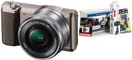 Sony Alpha A5100, Brown + 16-50mm Lens + Alza Photo Starter Kit - Digital Camera