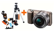 Sony Alpha A5100, Brown + 16-50mm Lens + Rollei Starter Kit - Digital Camera