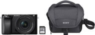 Sony Alpha A6100, fekete + E PZ 16–50 mm f/3,5–5,6 II + SONY SF-E64A + Sony LCS-U11 - Szett