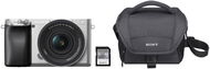 Sony Alpha A6100 silber + E PZ 16-50 mm f/3,5-5,6 II + SONY SF-E64A + Sony LCS-U11 - Set
