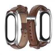 Xiaomi KMPRO Leather strap with metal case replacement bracelet for Mi Band 3/4 Color: Hn - Watch Strap