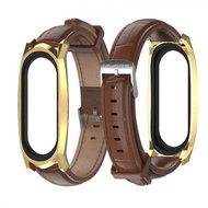 Xiaomi KMPRO Leather strap with metal case replacement bracelet for Mi Band 3/4 Color: Hn - Watch Strap