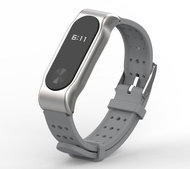 Xiaomi CYS Rubber strap with metal case replacement bracelet for Mi Band 2 Color: Grey M - Watch Strap