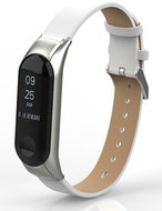 Xiaomi Leather strap with metal case replacement bracelet for Mi Band 3 Color: White MIBAN - Watch Strap