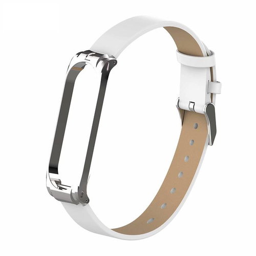 Xiaomi Leather strap with metal case for Mi Band 4 Color: White MIBANDCZX00484 - Watch Strap - Main image