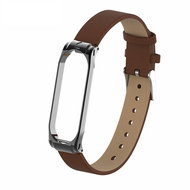 Xiaomi Leather strap with metal case for Mi Band 4 Color: Brown-Silver MIBANDCZX004 - Watch Strap
