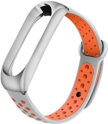 Xiaomi Stainless replacement bracelet for Mi Band 3/4 Color: Grey-Orange (Silver case) - Watch Strap - Main image