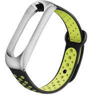 Xiaomi Stainless replacement bracelet for Mi Band 3/4 Color: Black-Green (Silver case) - Watch Strap