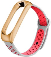 Xiaomi Stainless replacement bracelet for Mi Band 3/4 Color: Grey-Red (Rose Gold case - Watch Strap