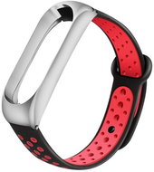 Xiaomi Stainless replacement bracelet for Mi Band 3/4 Color: Black-Red (Silver case) - Watch Strap