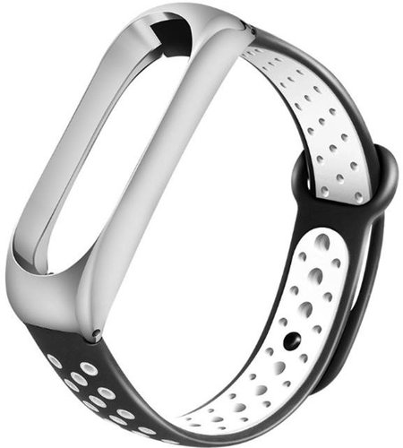 Xiaomi Stainless replacement bracelet for Mi Band 3/4 Color: Black-White (Silver case) MI - Watch Strap - Main image
