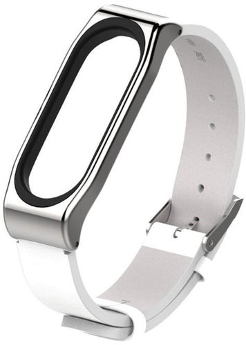 Xiaomi Leather strap for Mi Band 3/4 Color: White-Silver MIBANDCZX00581 - Watch Strap - Main image