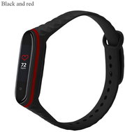Structured dual-colour wristband for Mi Band 3/4 Colour: Black-Red MIBANDCZX01066 - Watch Strap
