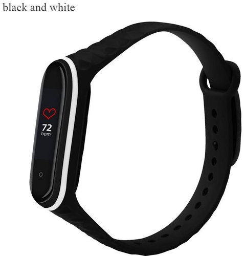 Structured two-tone bracelet for Mi Band 3/4 Color: Black & White MIBANDCZX01067 - Watch Strap - Main image
