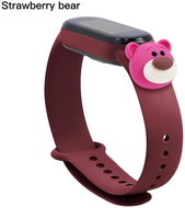 HappyLife Animals bracelet for Xiaomi Mi Band 2/3/4/5/6 Color variant: burgundy bracelet + Teddy Bea - Watch Strap