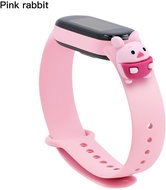 HappyLife Animals bracelet for Xiaomi Mi Band 2/3/4/5/6 Color variant: light pink + Piglet in - Watch Strap