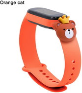 HappyLife Animals bracelet for Xiaomi Mi Band 2/3/4/5/6 Color: Orange + teddy bear with crown - Watch Strap