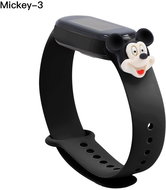 HappyLife Animals bracelet for Xiaomi Mi Band 2/3/4/5/6 Color: Black + Mickey head with tongue - Watch Strap