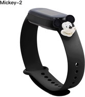HappyLife Animals bracelet for Xiaomi Mi Band 2/3/4/5/6 Color: Black + Mickey head smaller - Watch Strap