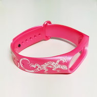 Lizards engraved bracelet for Mi band 3/4/5/6 Size: Mi Band 5, Color: Pink metal - Watch Strap