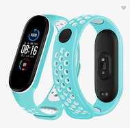 HappyLife Perforated sports bracelet for Mi band 5/6 Color: Turquoise-White MIBANDCZX015 - Watch Strap