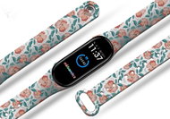 Mi-band.cz Red flowers replacement bracelet for Mi band 3/4/5/6 Color: White, For Device - Watch Strap