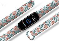 Mi-band.cz Red flowers replacement bracelet for Mi band 3/4/5/6 Color: Black, For Device - Watch Strap