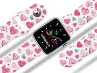 Mi-band.cz Pink and blue hearts strap for Apple watch Color: White, Size: 38/40mm MIBANDCZX0291 - Watch Strap
